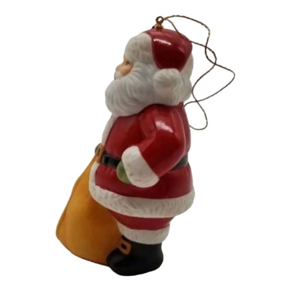 Santa Claus Toy Bag Porcelain Ornament Gold Stringed Home Decor Christmas Tree - Picture 3 of 6